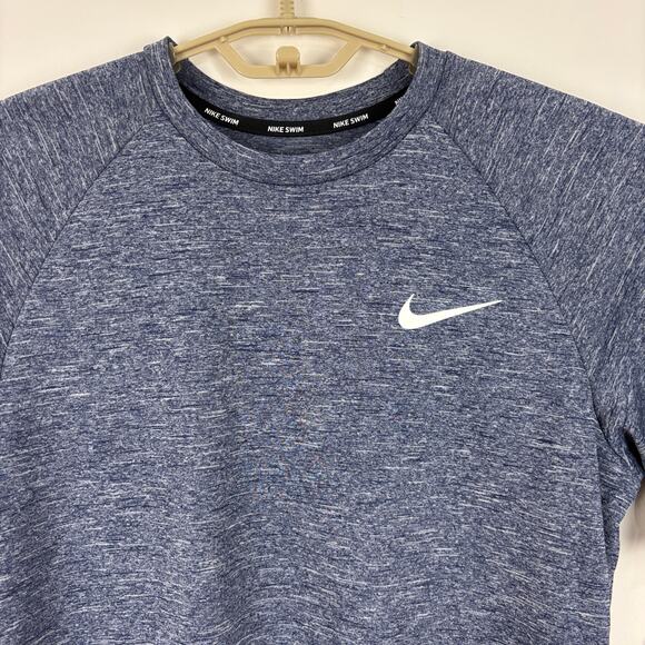 Nike Swim NEW Short Sleeve T Shirt UPF 40 heather blue Medium dri-fit hybrid - Picture 3 of 8